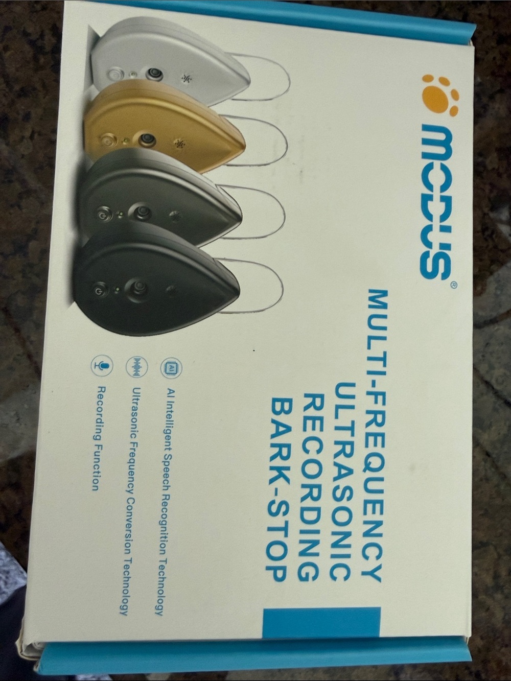 Modus Multi-Frequency Ultrasonic Bark-Stop Device - White/Gold/Gray/Black